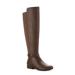 Style Co Womens 8 M Dark Brown Faux Leather Knee High Riding Boots NIB HW4